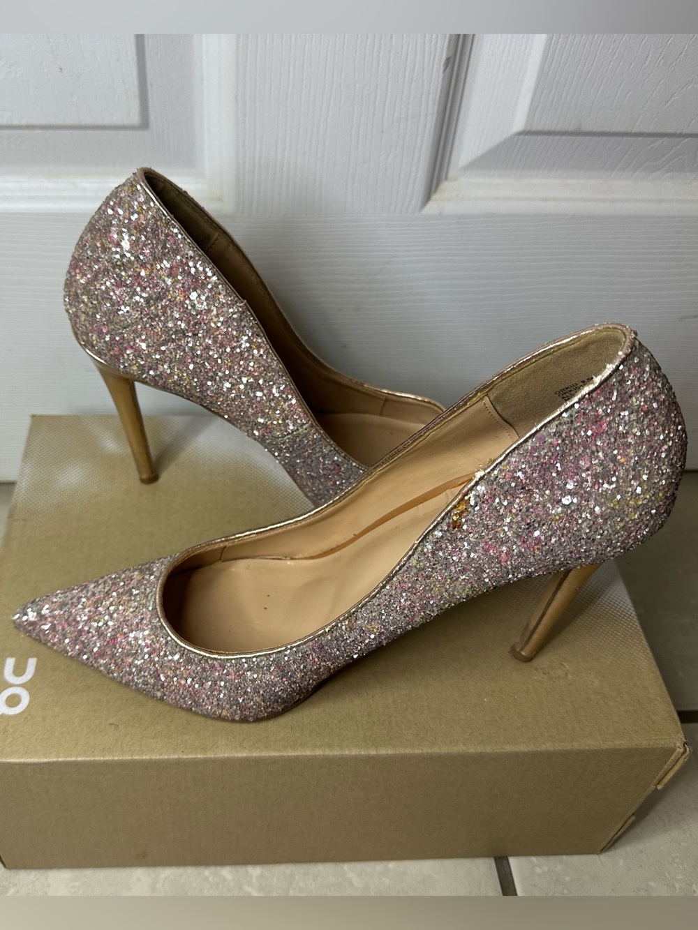 Steve Madden Orkid Rose Gold Glitter Pointed-Toe Stiletto Pumps